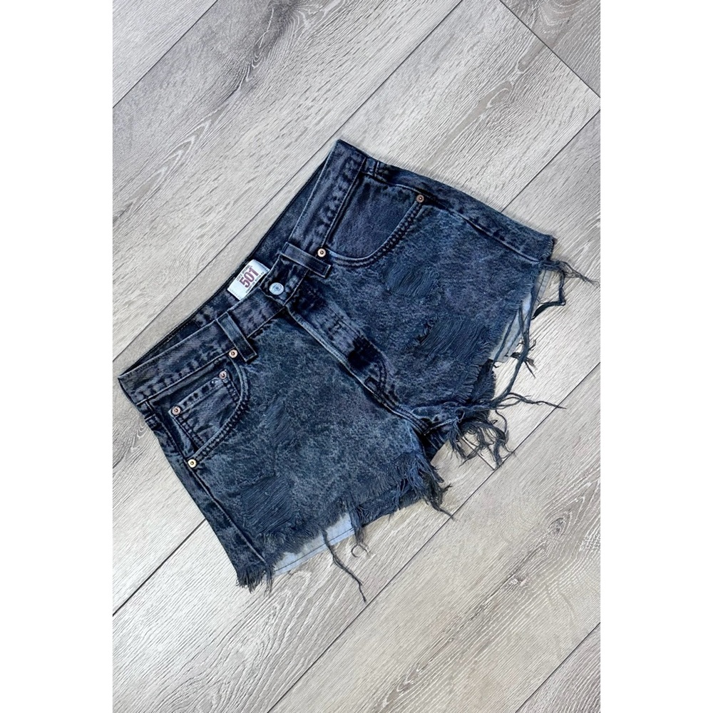Levi’s 501 Vintage Cut-Off Distressed Washed Black Shorts *Flaw*
